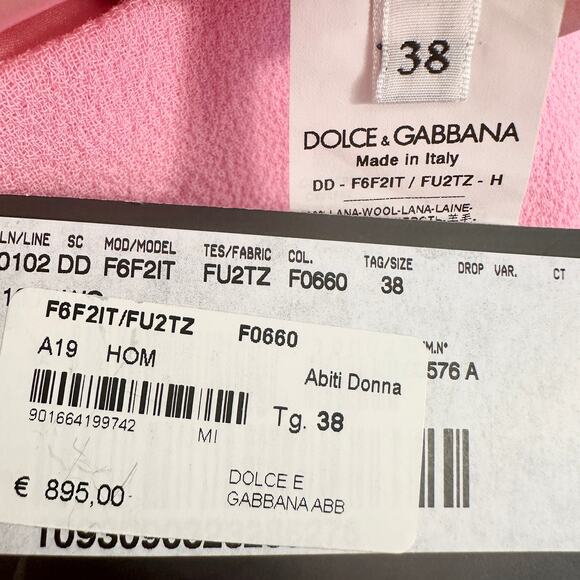 $1,250 Dolce & Gabbana NWT Light Pink Designer Dress Size Italian 38 / US Small - Picture 14 of 15